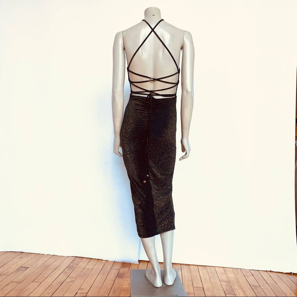 HERE COLLECTION Black And Gold Party Dress